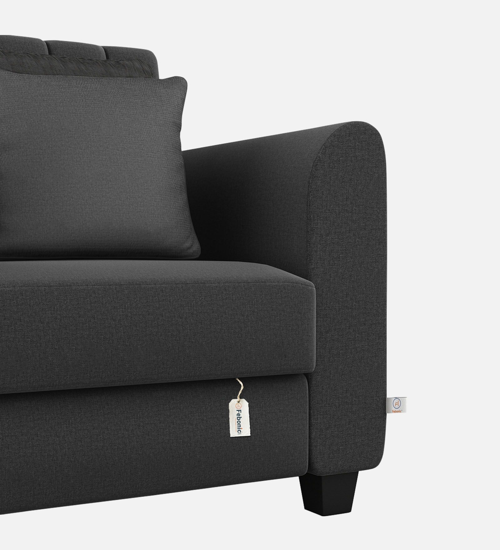 Cosmic Fabric 1 Seater Sofa In Charcoal Grey Colour - Febonic Living