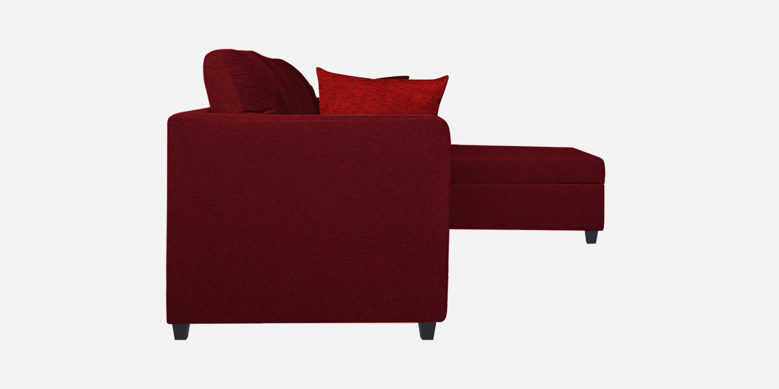 Nebula Fabric LHS Sectional Sofa (3+Lounger) In Ruby Red Colour - Febonic Living
