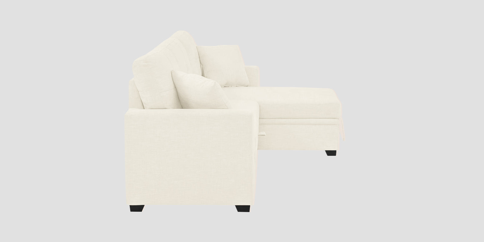 Jody Fabric 3 Seater Pull Out Sofa Cum Bed In Ivory Cream Colour With Storage - Febonic Living