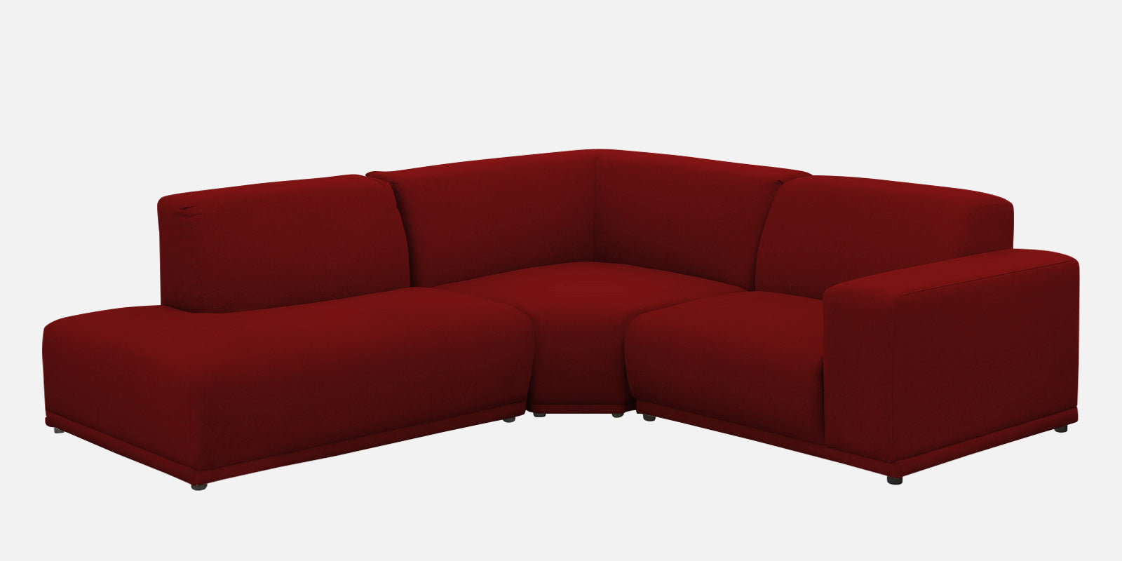 Adam Fabric LHS Sectional Sofa (3+Ottoman Lounger) In Blood Maroon Colour - Febonic Living