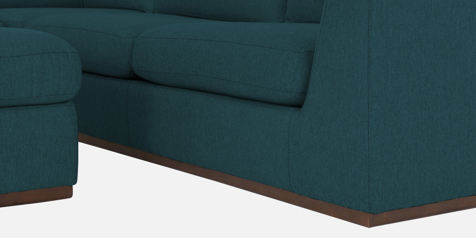 Freedom Velvet 6 Seater LHS Corner Sofa In Arabian Green Colour With Ottoman - Febonic Living