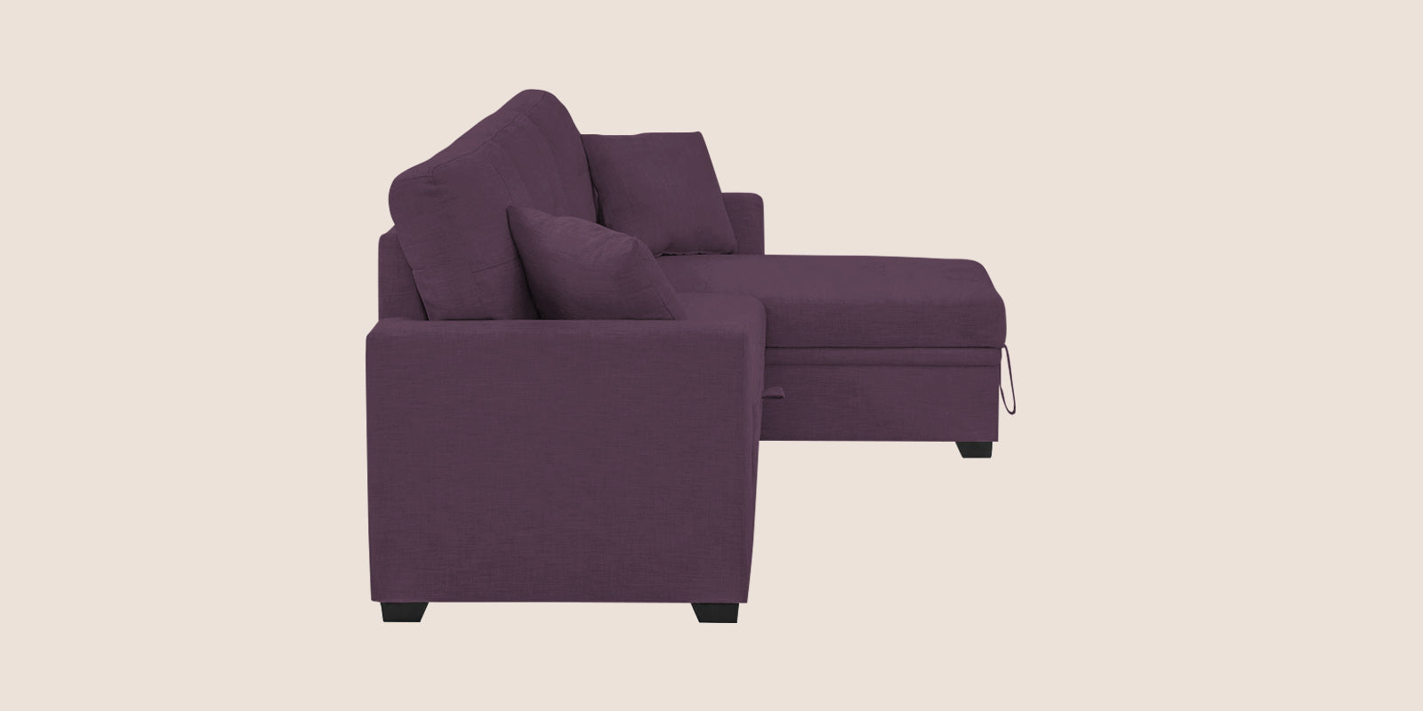 Jody Fabric 3 Seater Pull Out Sofa Cum Bed In Greek Purple Colour With Storage - Febonic Living