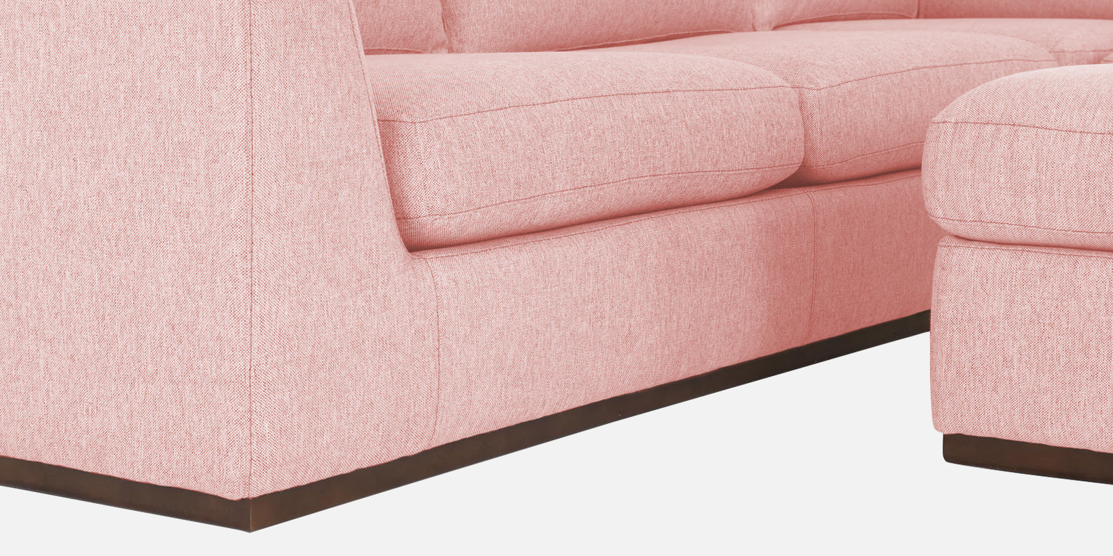 Freedom Velvet 6 Seater RHS Corner Sofa In Millennial Pink Colour With Ottoman - Febonic Living