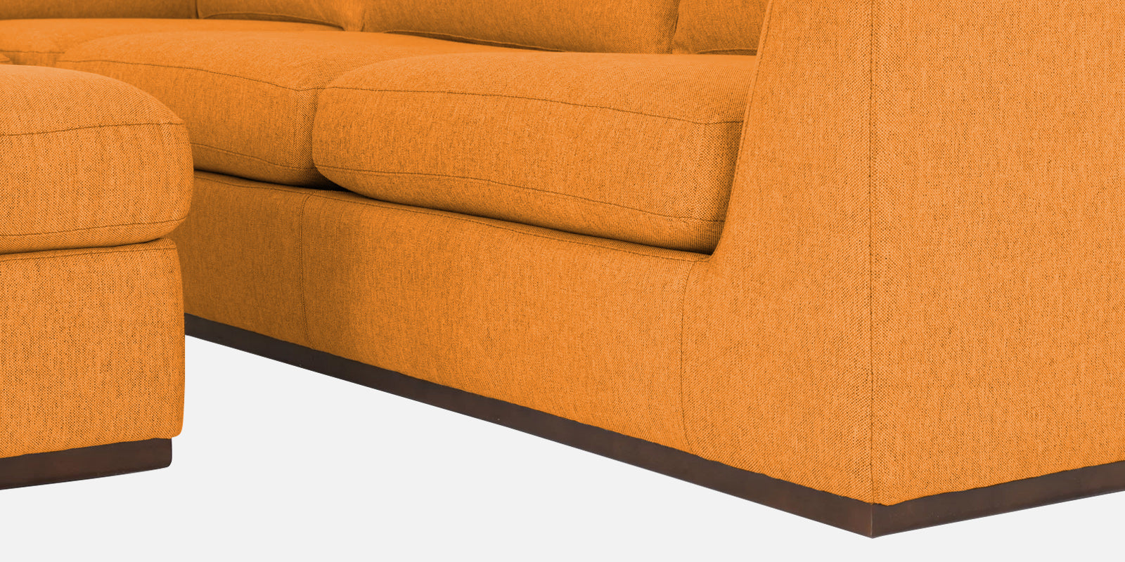 Freedom Velvet 6 Seater LHS Corner Sofa In Tangerine Orange Colour With Ottoman - Febonic Living