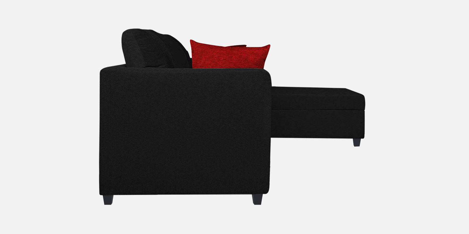 Nebula Fabric RHS Sectional Sofa (2+Lounger) In Zed Black Colour - Febonic Living