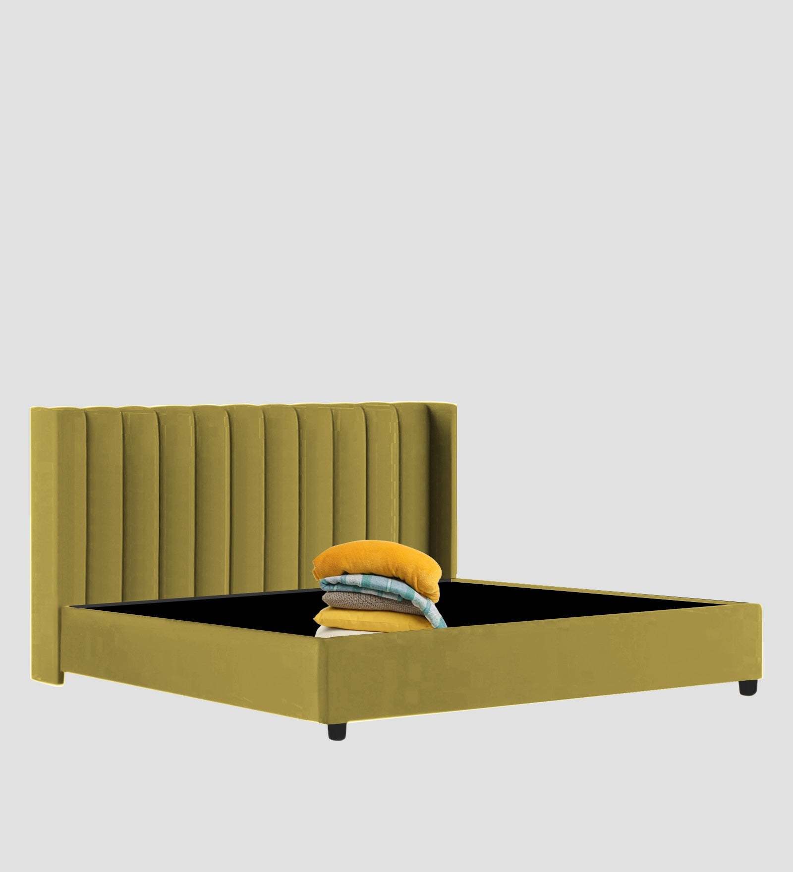 Colina Fabric Queen Size Bed In Parrot Green Colour With Box Storage - Febonic Living