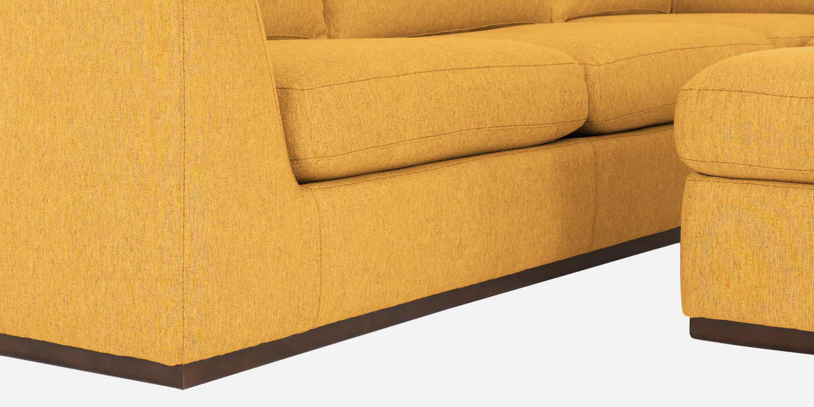 Freedom Velvet 6 Seater RHS Corner Sofa In Turmeric Yellow Colour With Ottoman - Febonic Living