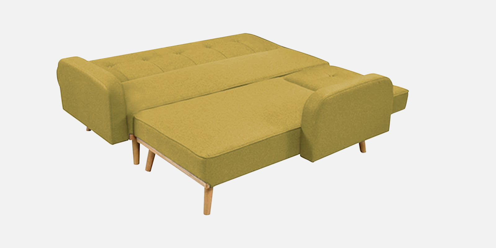 Zuno Fabric RHS Convertible Sofa Cum Bed In Parrot Green Colour - Febonic Living