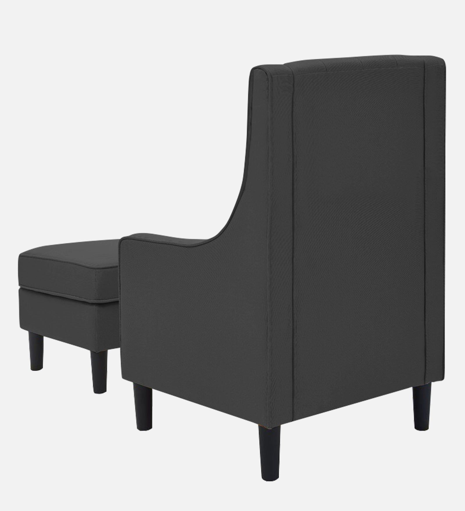Sona Fabric Barrel Chair + Ottoman in Charcoal Grey Colour