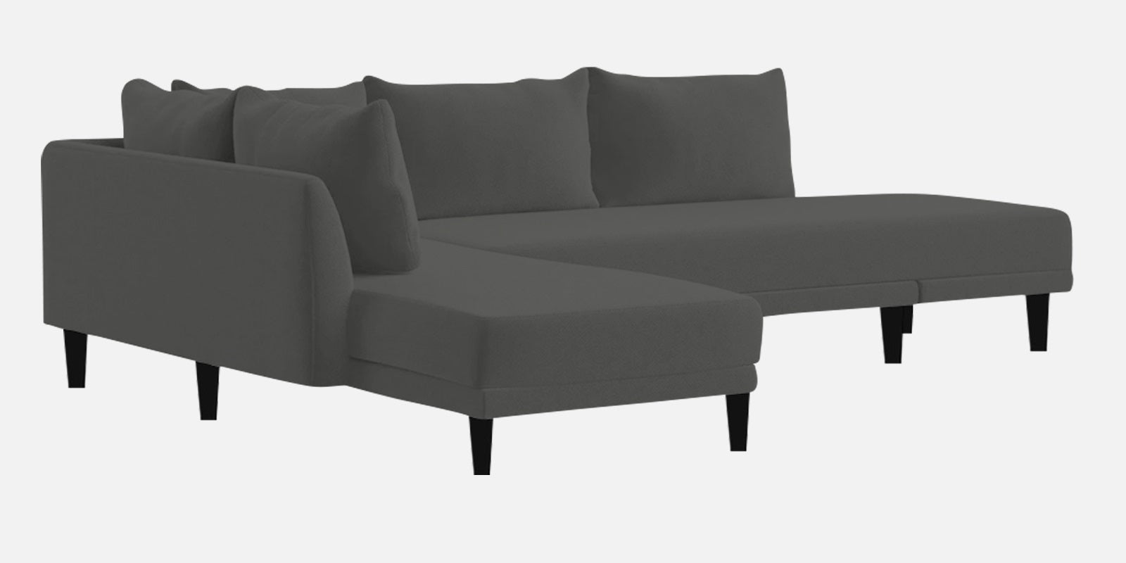 Ira Fabric RHS 6 Seater Convertible Sofa Cum Bed In Charcoal Grey Colour - Febonic Living