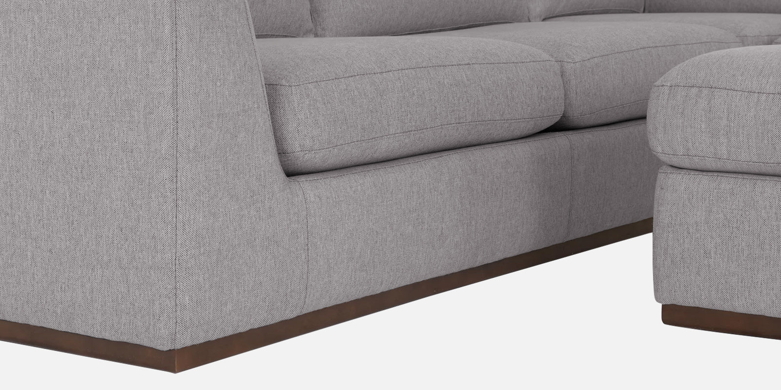 Freedom Velvet 6 Seater RHS Corner Sofa In Concrete Grey Colour With Ottoman - Febonic Living