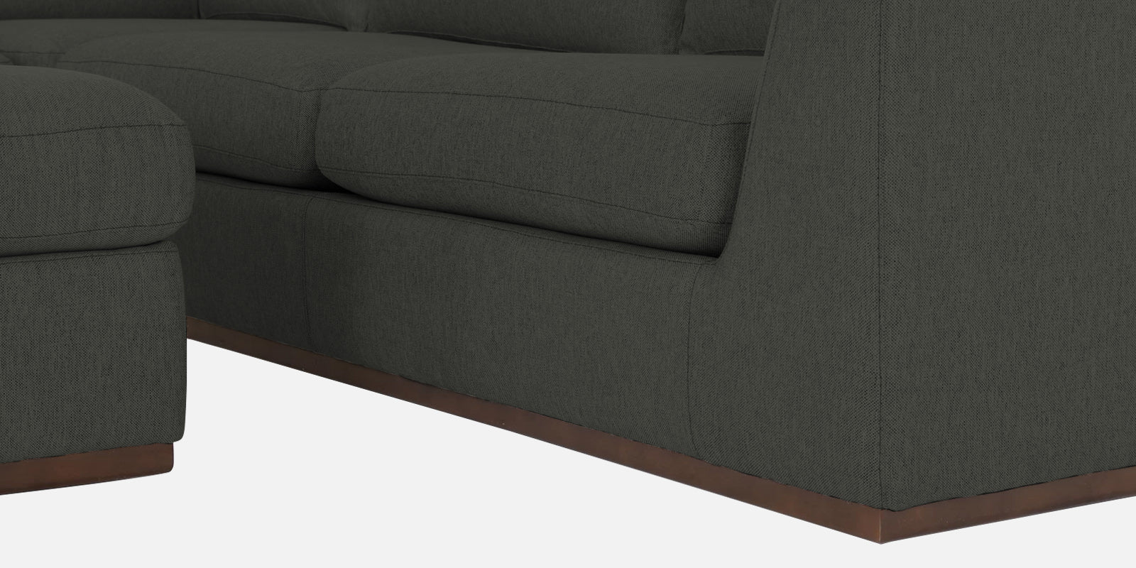 Freedom Velvet 6 Seater LHS Corner Sofa In Hory Grey Colour With Ottoman - Febonic Living