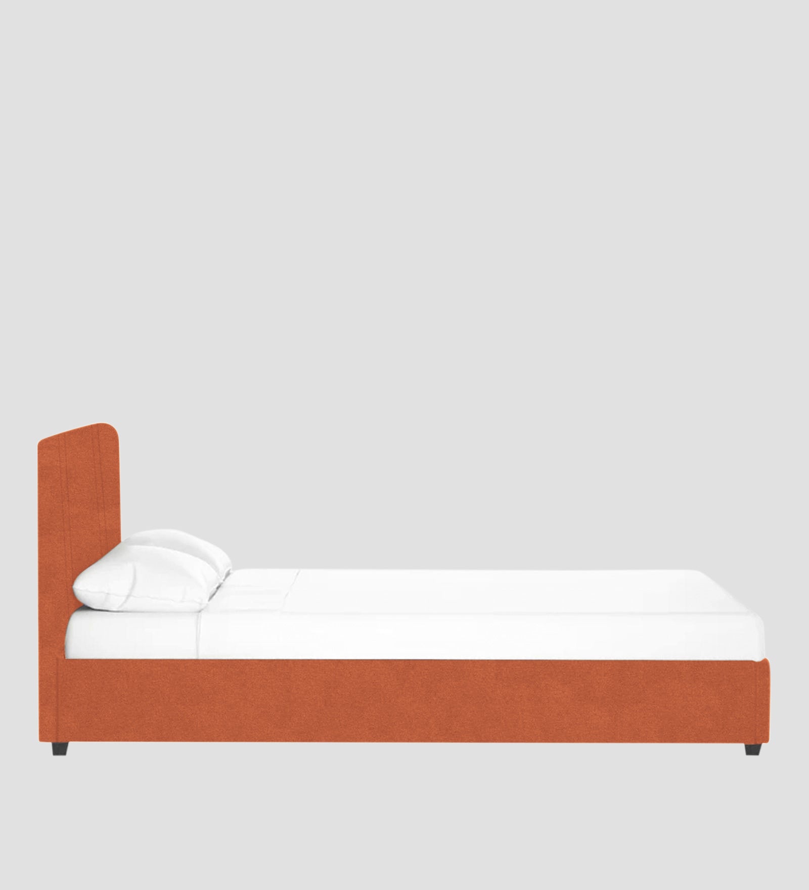 Asyra Velvet King Size Bed in Yam Orange Colour With Box Storage