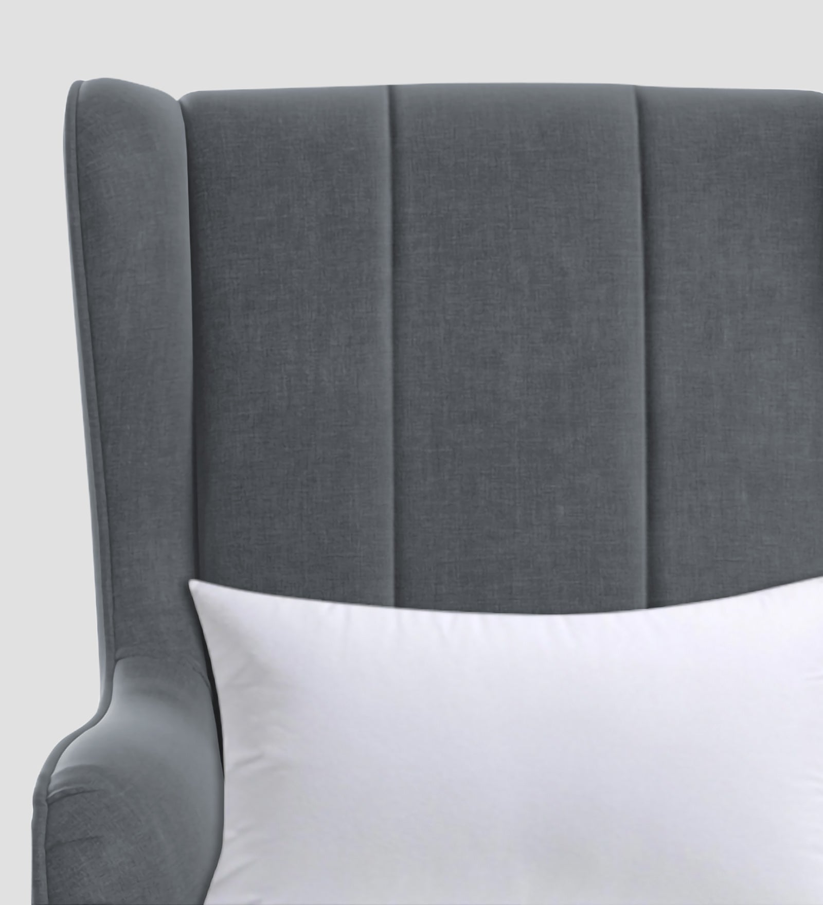 Niya Velvet Wing Chair In Pubble Grey Colour - Febonic Living