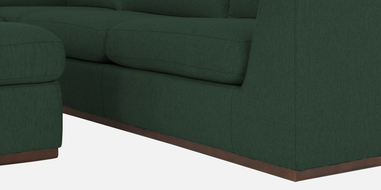 Freedom Velvet 6 Seater LHS Corner Sofa In Amazon Green Colour With Ottoman - Febonic Living