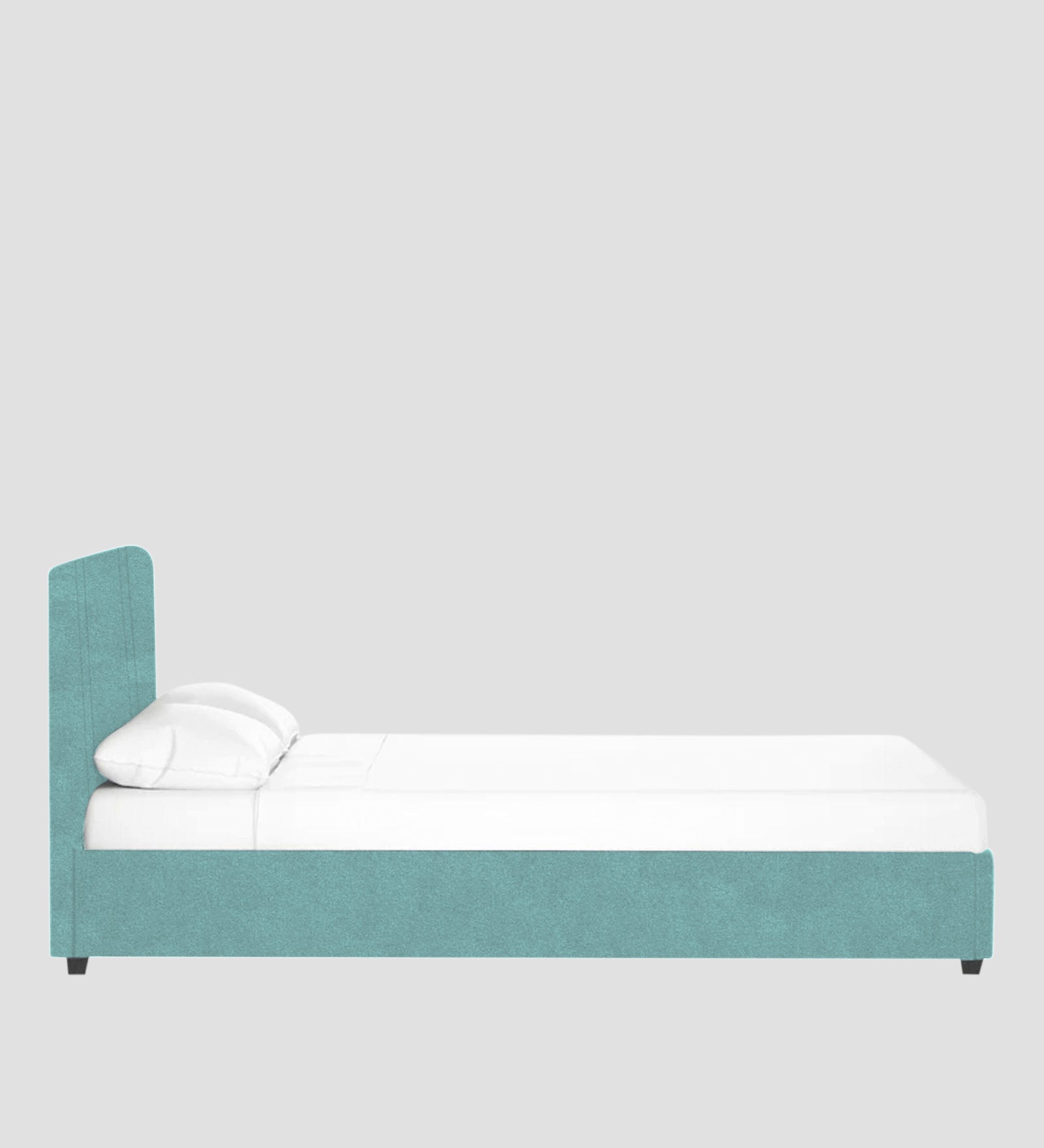 Asyra Velvet Queen Size Bed in Barmunda Aqua Colour With Box Storage - Febonic Living
