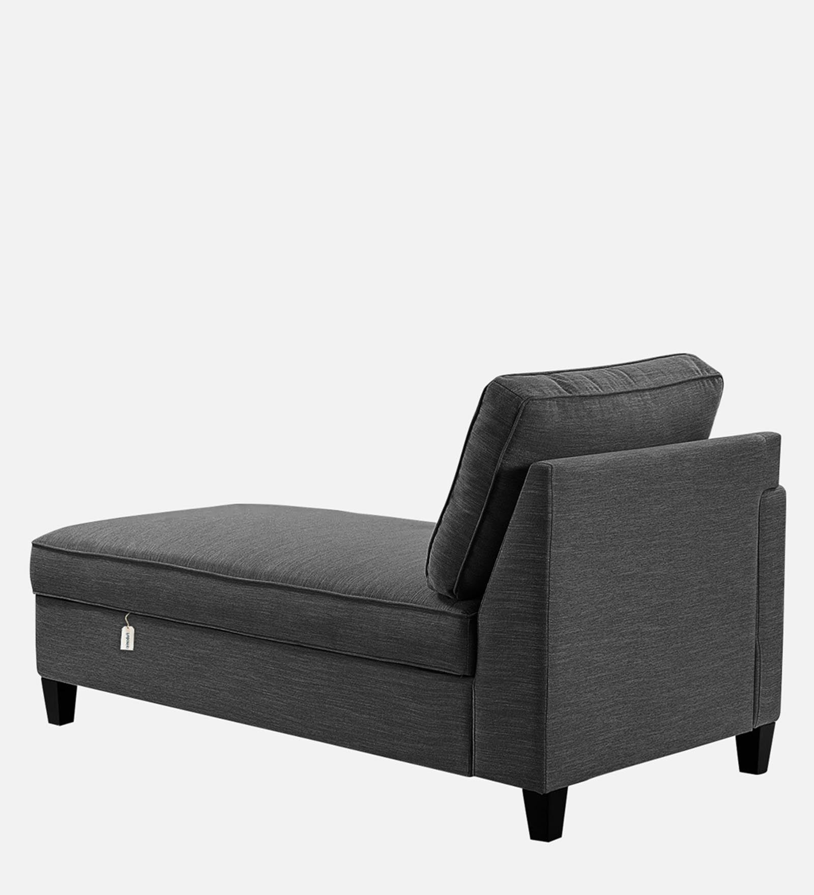 Royee Fabric LHS Chaise Lounger In Charcoal Grey Colour With Storage - Febonic Living