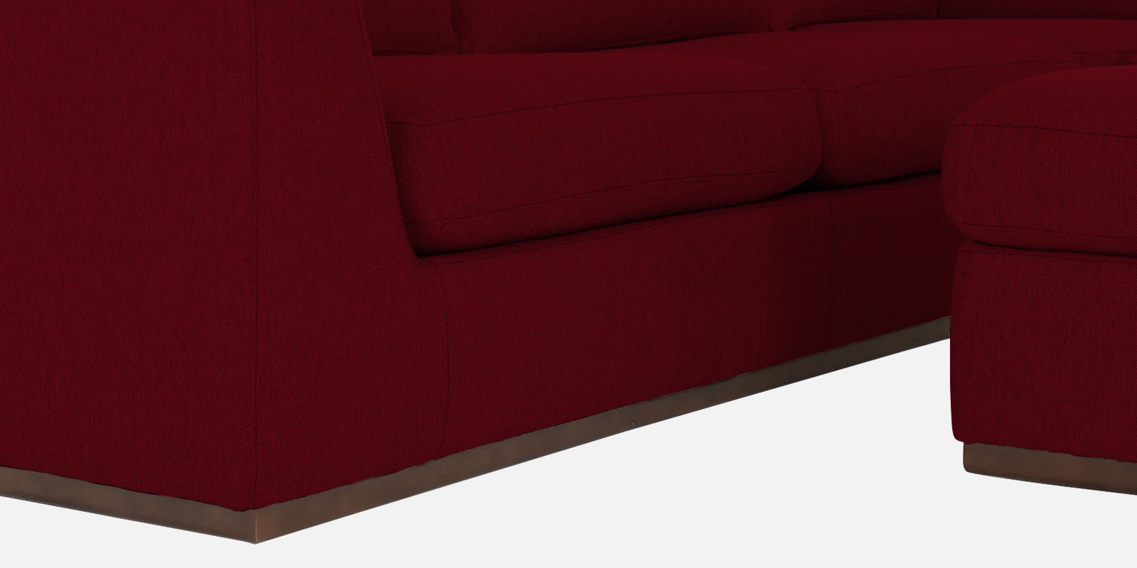 Freedom Velvet 6 Seater RHS Corner Sofa In Cherry Red Colour With Ottoman - Febonic Living