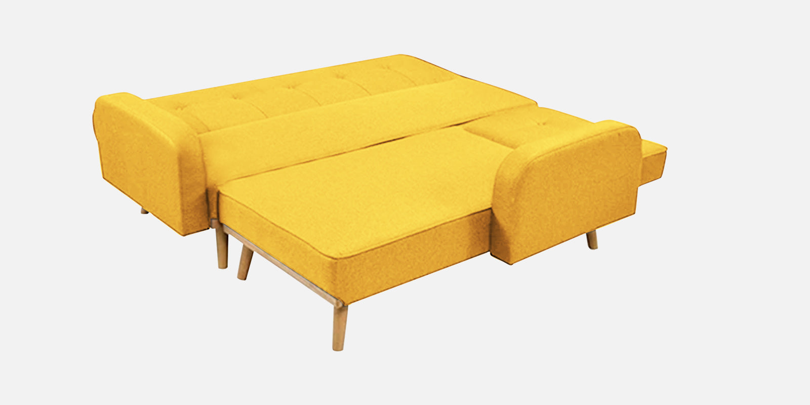 Zuno Fabric RHS Convertible Sofa Cum Bed In Bold Yellow Colour - Febonic Living