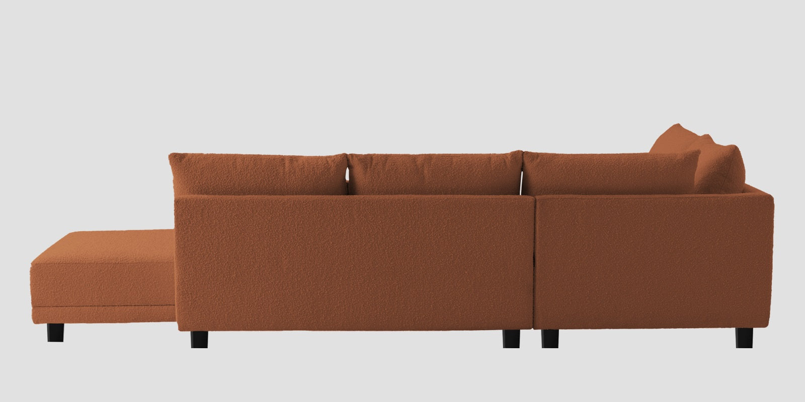 Ira Boucle Fabric RHS 6 Seater Convertible Sofa Cum Bed In Light Orange Colour - Febonic Living