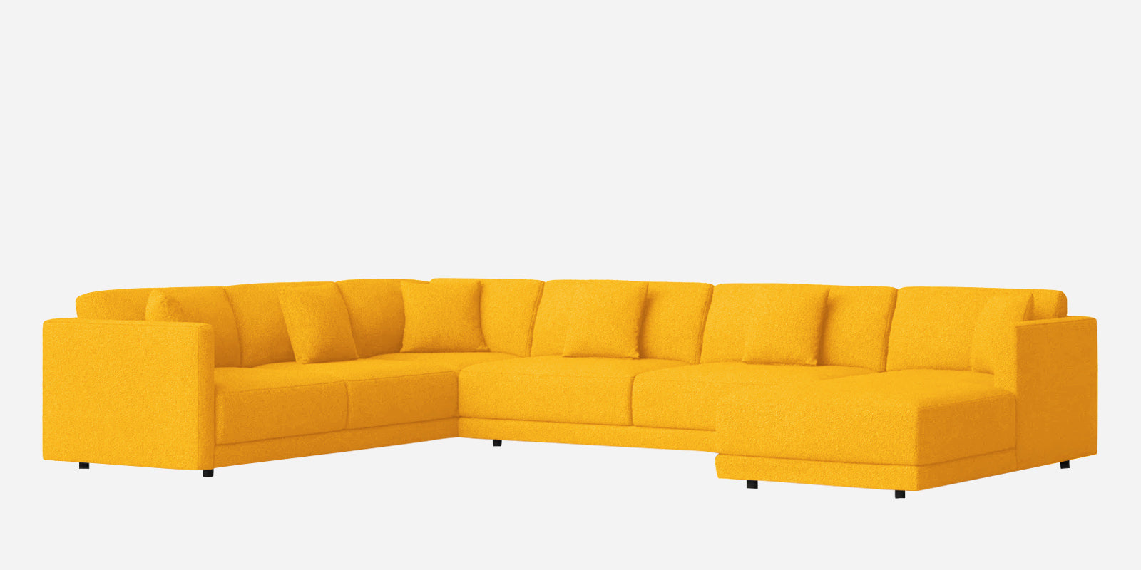 Carlin Fabric LHS 8 Seater Sectional Sofa In Bold Yellow Colour - Febonic Living