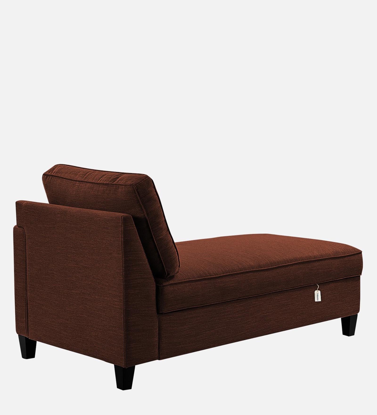 Royee Fabric RHS Chaise Lounger In Coffee Brown Colour With Storage - Febonic Living