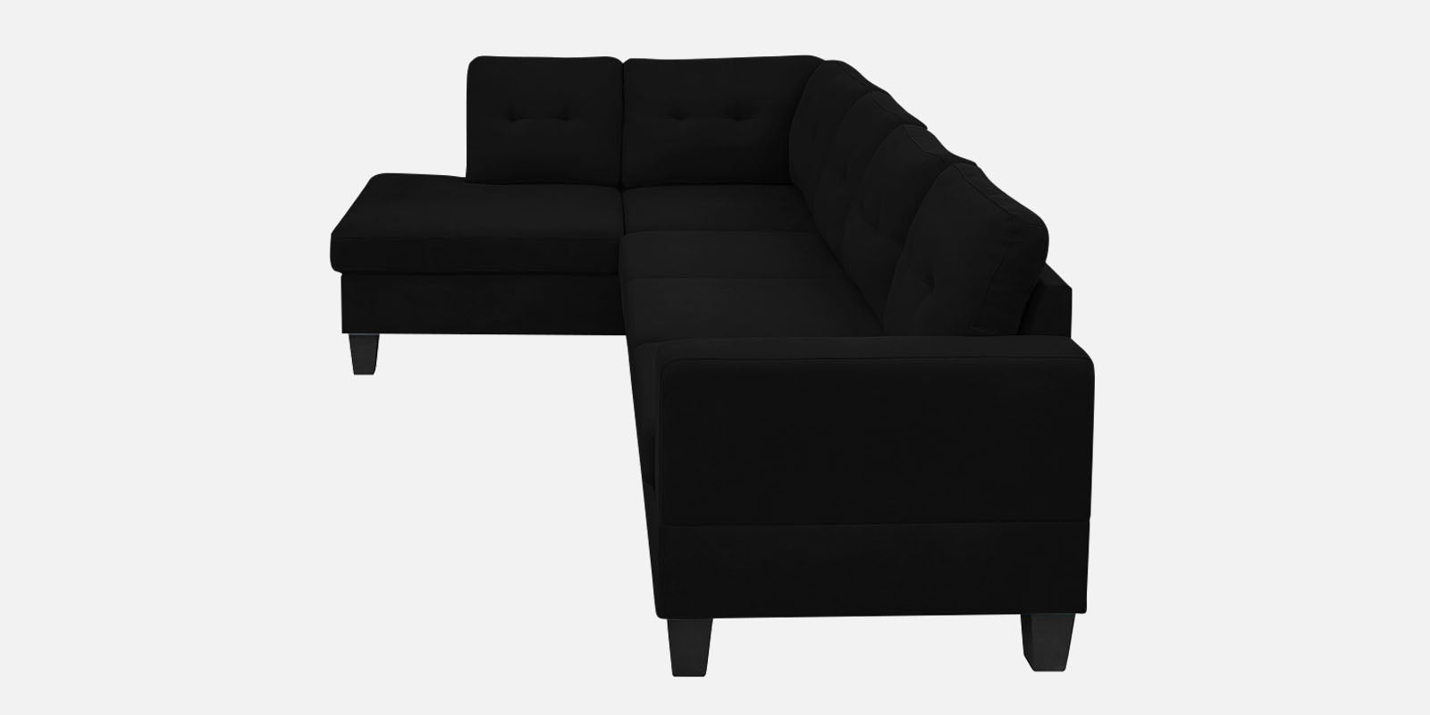Thomas Fabric RHS Sectional Sofa (3+Lounger) In Zed Black Colour - Febonic Living