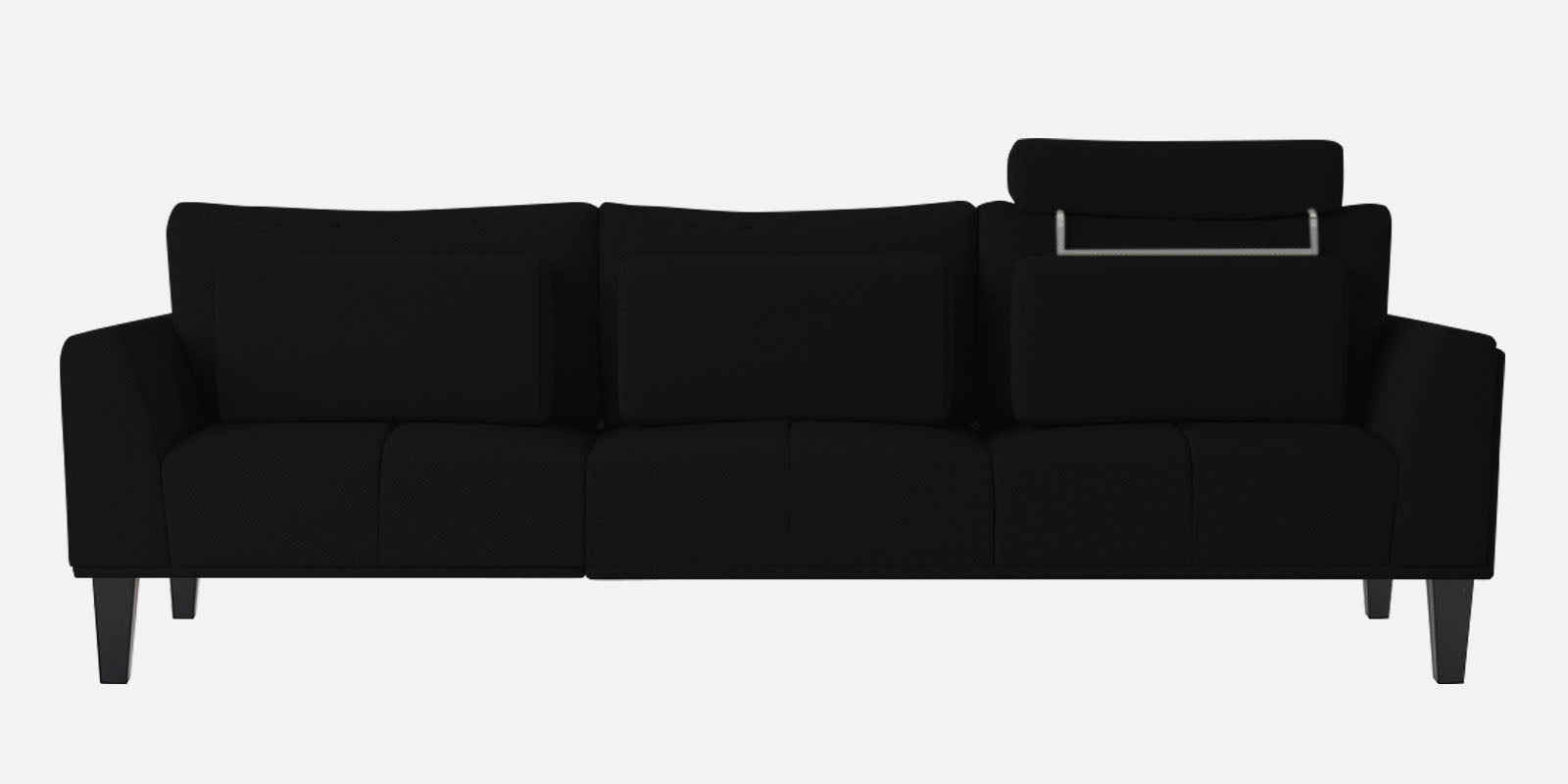 Como Fabric LHS Sectional Sofa (3+Lounger) In Zed Black Colour - Febonic Living