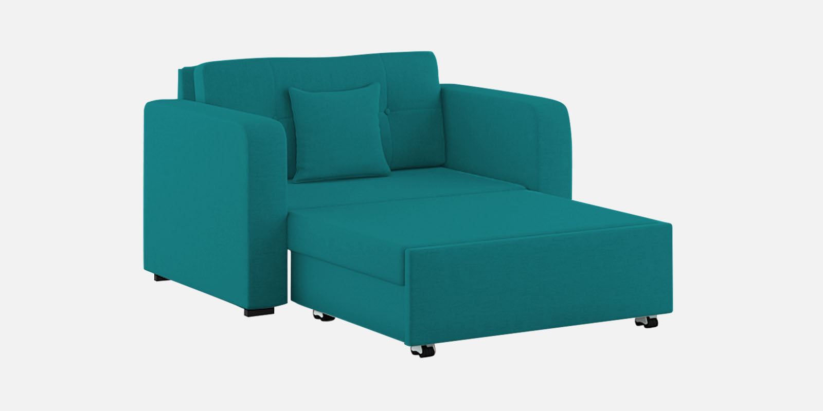 Rocky Fabric 2 Seater Pull Out Sofa Cum Bed In Sea Green Colour With Storage - Febonic Living