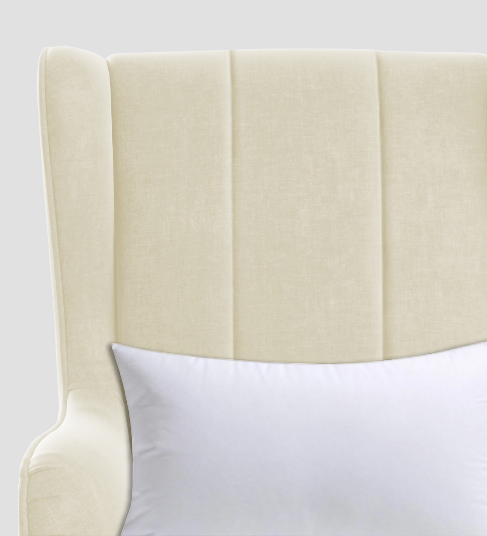 Niya Velvet Wing Chair In Warm White Colour - Febonic Living