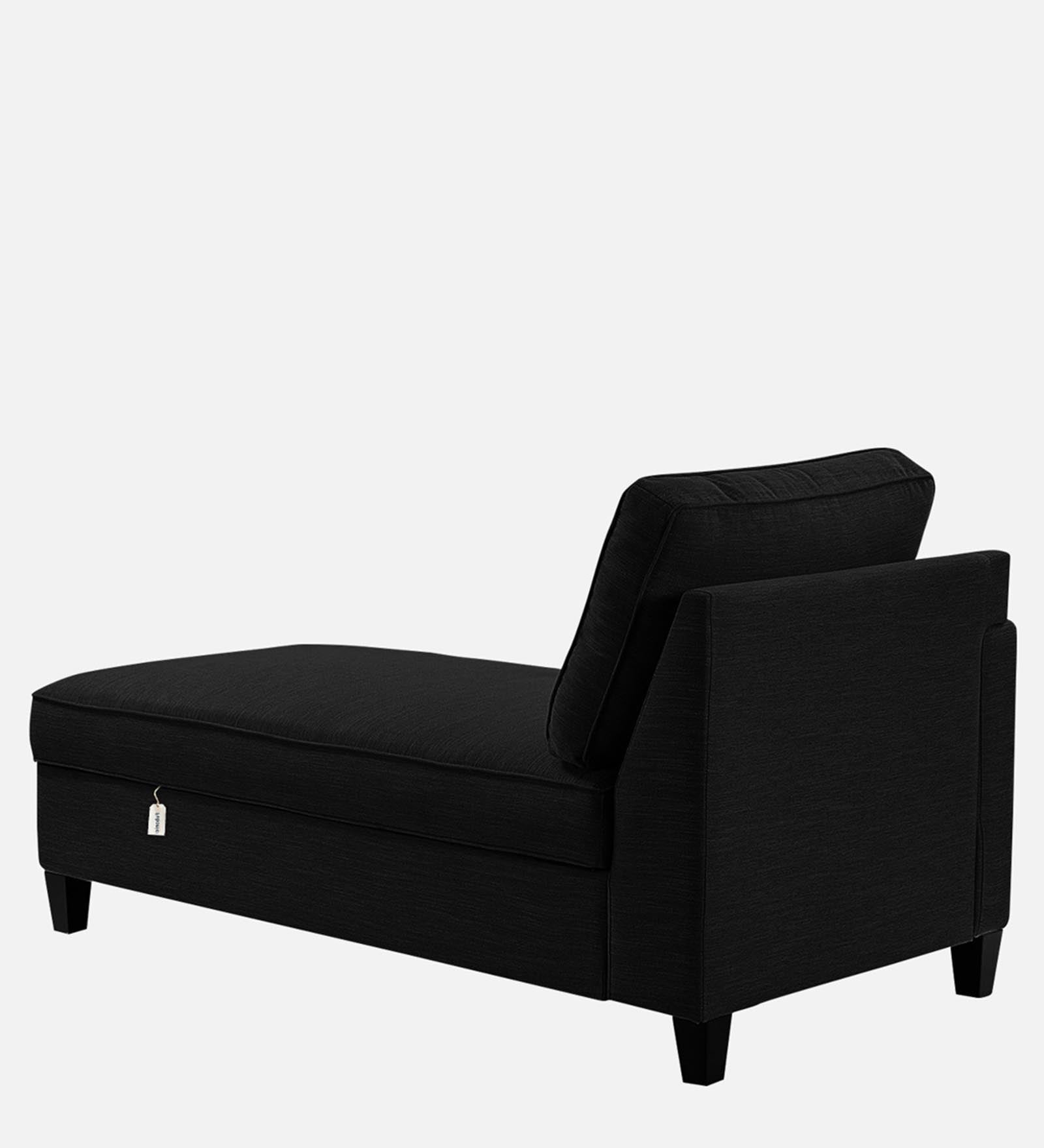 Royee Fabric LHS Chaise Lounger In Zed Black Colour With Storage - Febonic Living
