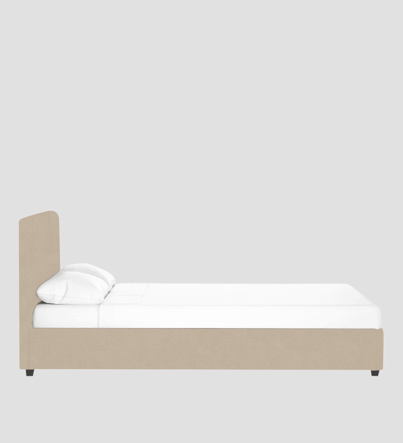 Asyra Velvet King Size Bed in Cream Beige Colour With Box Storage