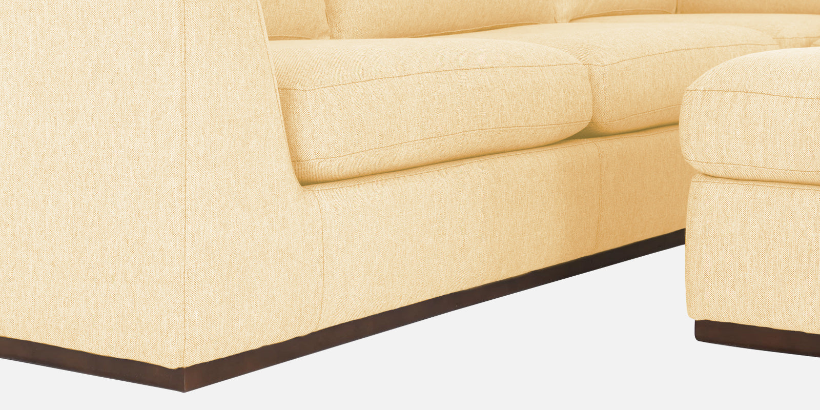 Freedom Velvet 6 Seater RHS Corner Sofa In Sandy Beige Colour With Ottoman - Febonic Living