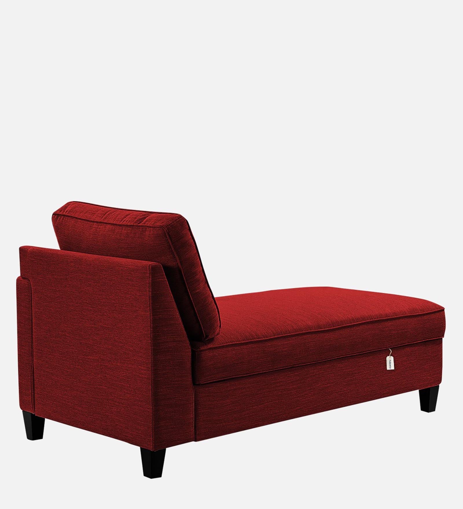 Royee Fabric RHS Chaise Lounger In Blood Maroon Colour With Storage - Febonic Living