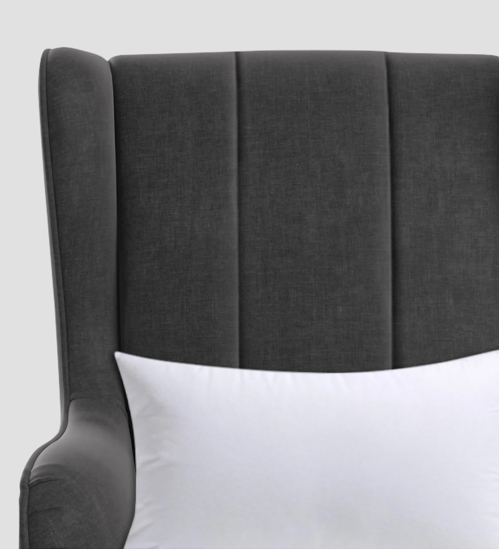 Niya Velvet Wing Chair In Davy Grey Colour - Febonic Living