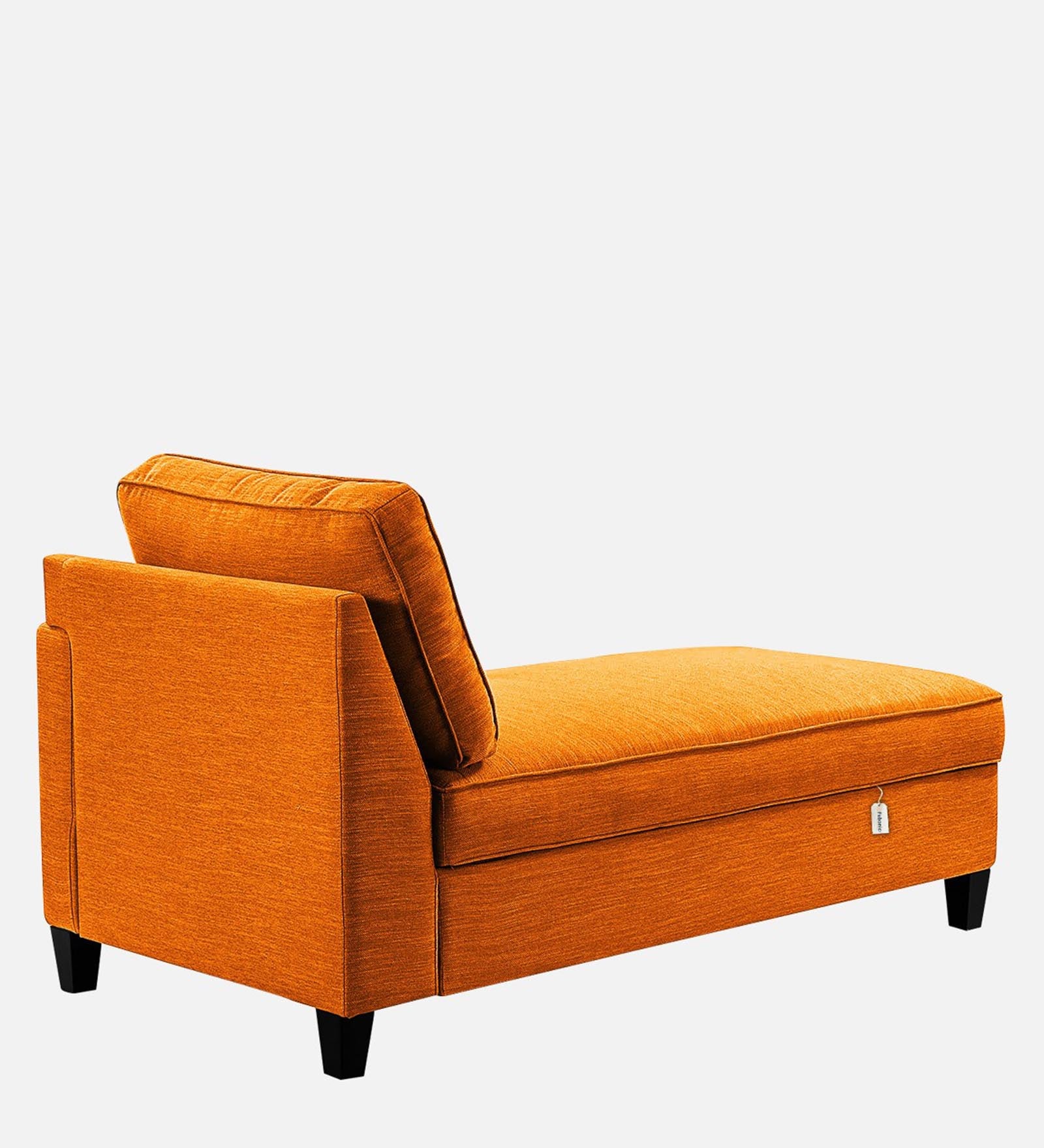 Royee Fabric RHS Chaise Lounger In Vivid Orange Colour With Storage - Febonic Living