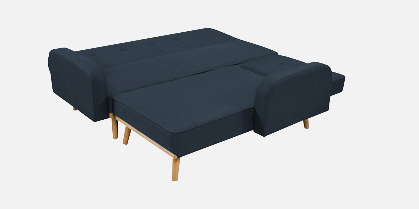 Zuno Fabric RHS Convertible Sofa Cum Bed In Denim Blue Colour - Febonic Living