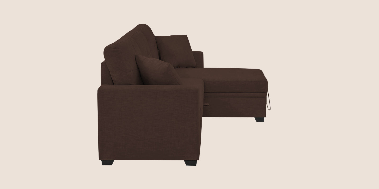 Jody Fabric 3 Seater Pull Out Sofa Cum Bed In Coffee Brown Colour With Storage - Febonic Living