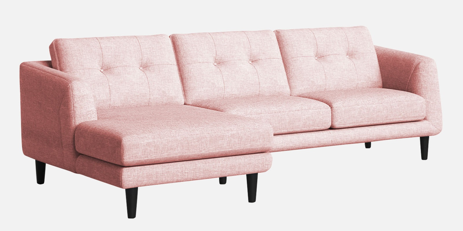 Natasha Velvet RHS Sectional Sofa (3+Lounger) In Millennial Pink Colour - Febonic Living