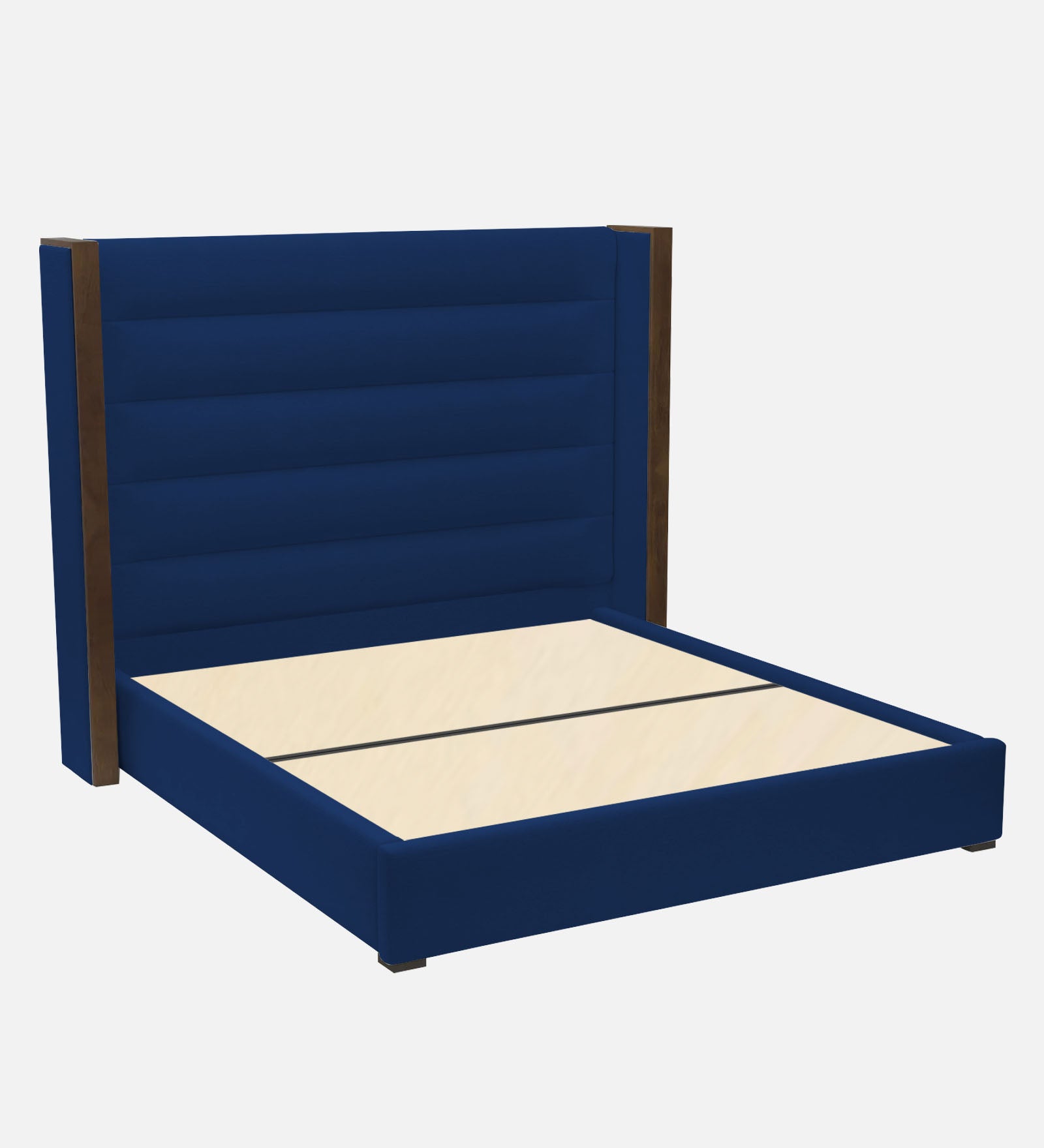 Sunny Fabric Queen Size Bed In Royal Blue Colour - Febonic Living