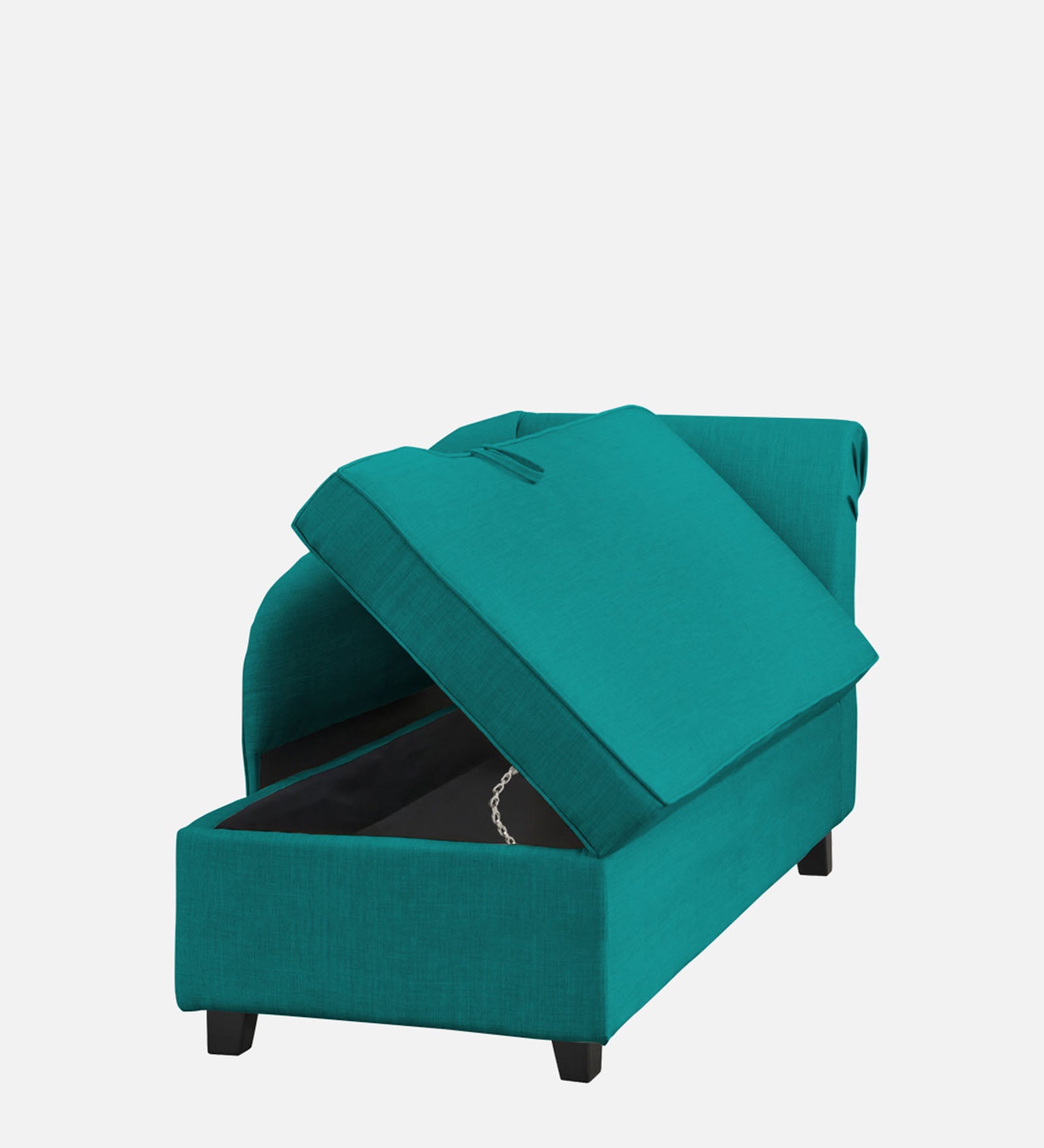 Toppy Fabric LHS Chaise Lounger In Sea Green Colour With Storage - Febonic Living