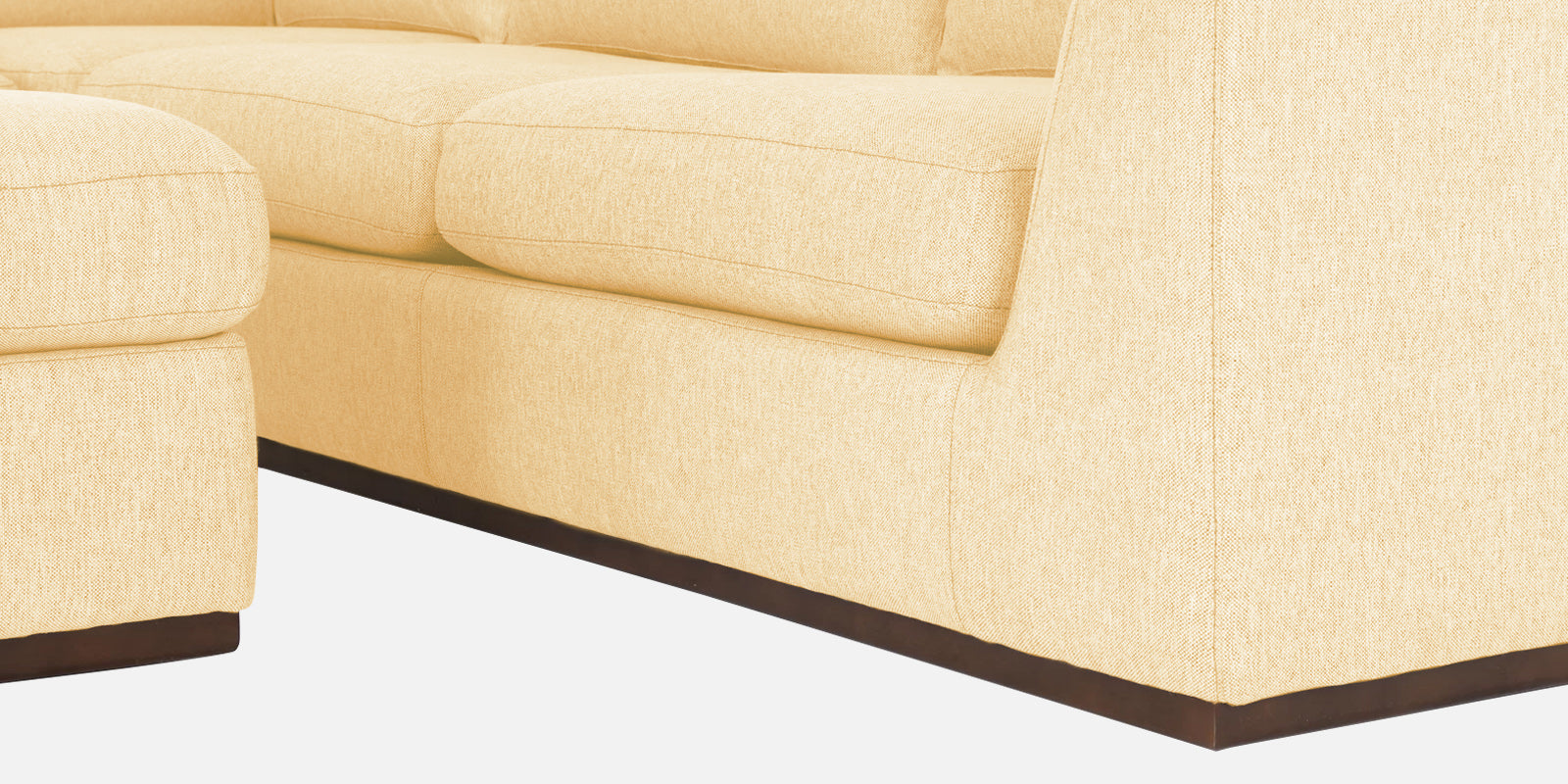 Freedom Velvet 6 Seater LHS Corner Sofa In Sandy Beige Colour With Ottoman - Febonic Living