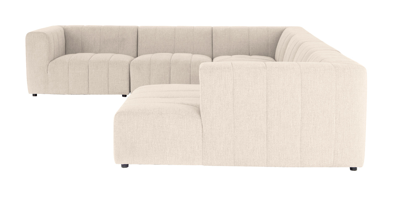 Damo Fabric LHS 8 Seater Corner Sofa In Ivory Beige Colour - Febonic Living