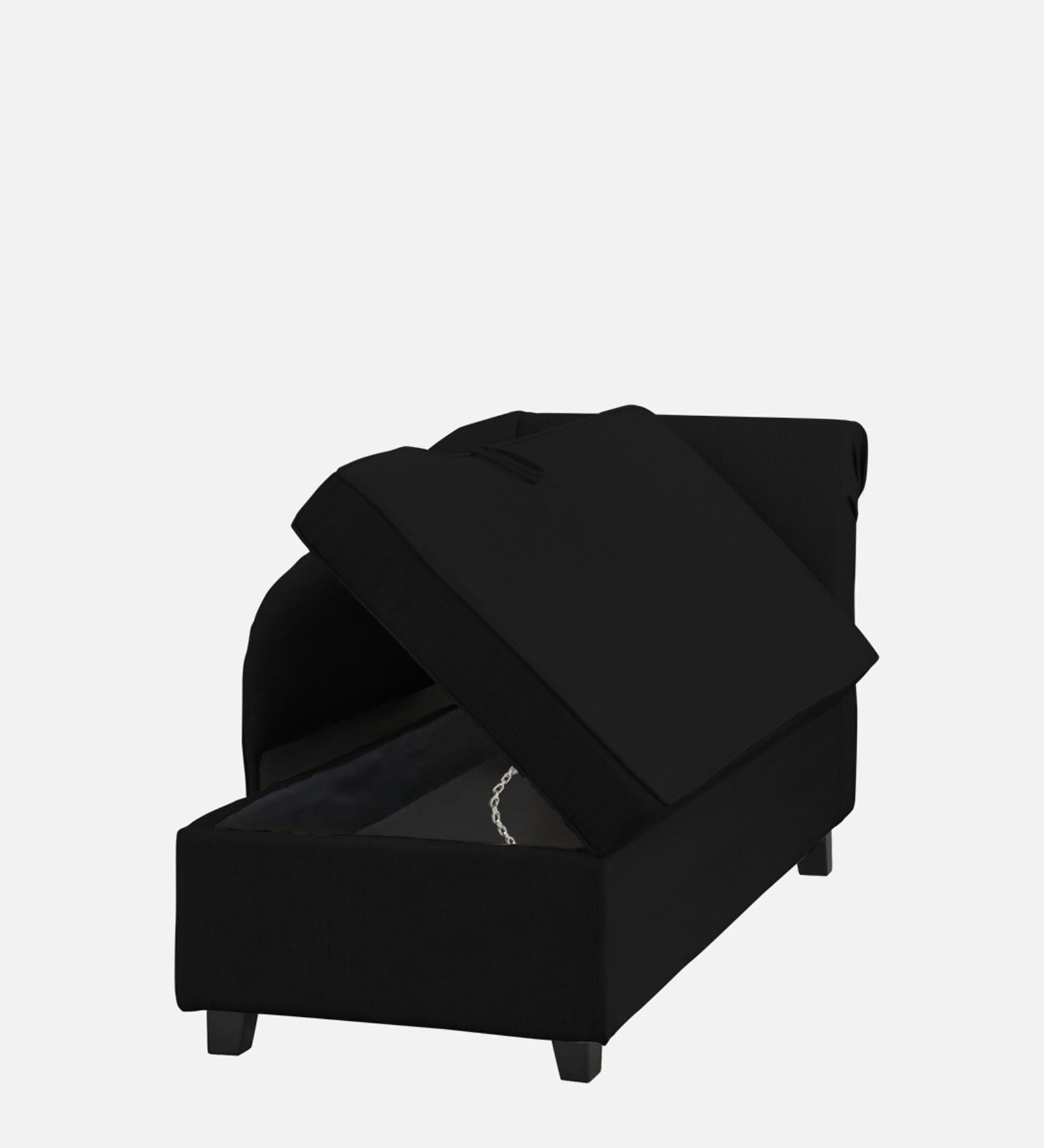 Toppy Fabric LHS Chaise Lounger In Zed Black Colour With Storage - Febonic Living