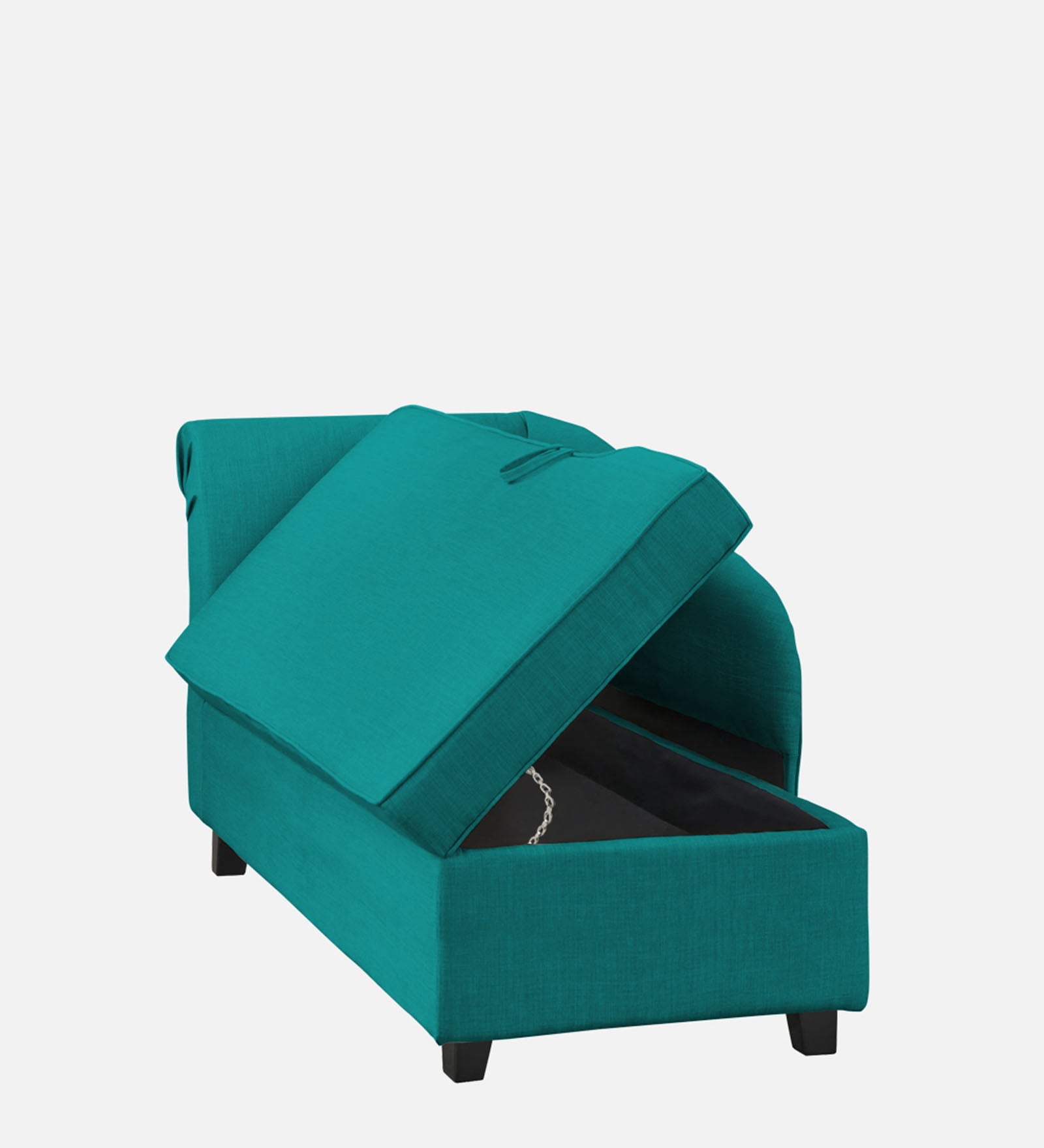 Toppy Fabric RHS Chaise Lounger In Sea Green Colour With Storage - Febonic Living