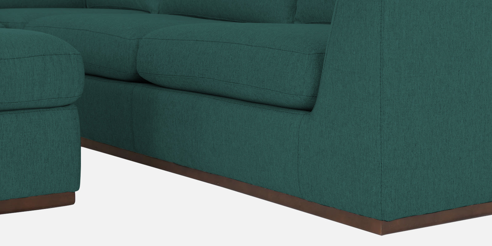 Freedom Velvet 6 Seater LHS Corner Sofa In Pine Green Colour With Ottoman - Febonic Living