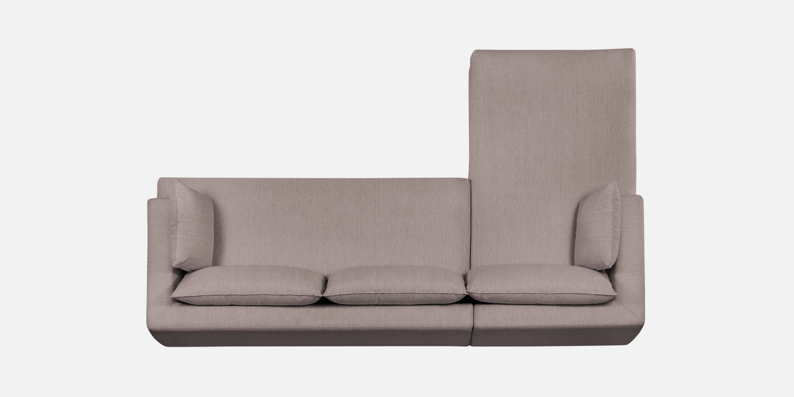 Ziggy Fabric LHS Sectional Sofa (3+Lounger) In Almond Beige Colour - Febonic Living