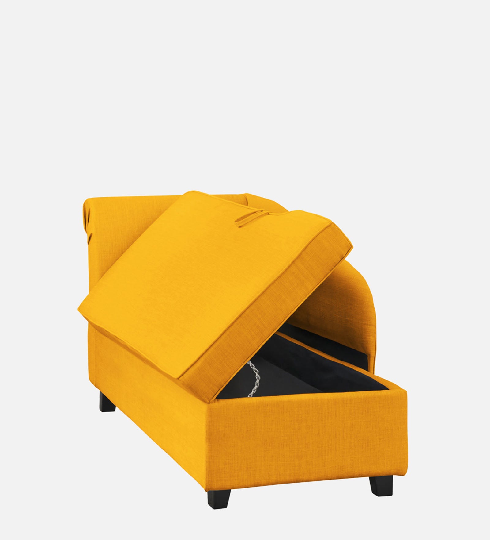 Toppy Fabric RHS Chaise Lounger In Bold Yellow Colour With Storage - Febonic Living