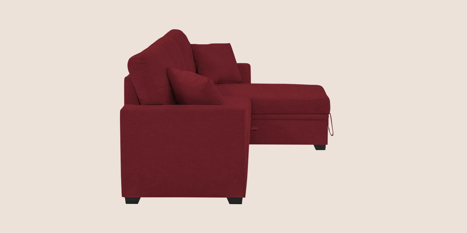 Jody Fabric 3 Seater Pull Out Sofa Cum Bed In Blood Maroon Colour With Storage - Febonic Living