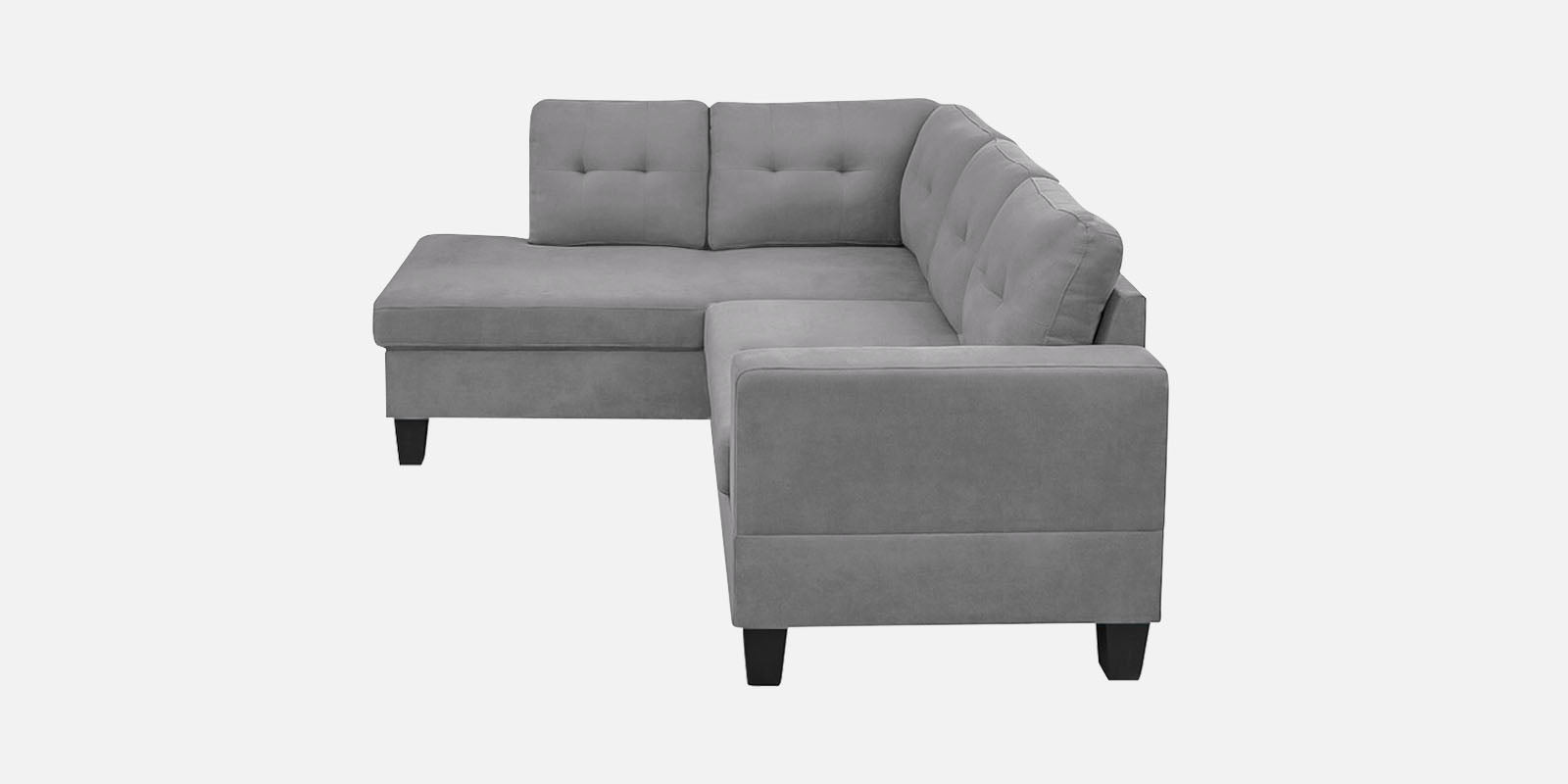 Thomas Fabric RHS Sectional Sofa (2+Lounger) In Lit Grey Colour - Febonic Living